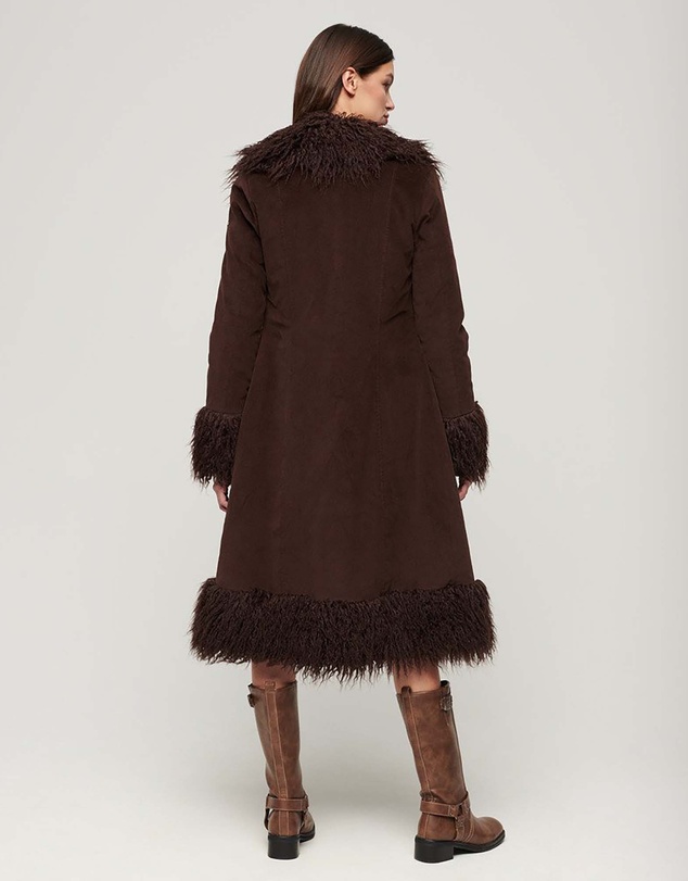 Superdry - Faux Fur Lined Longline Afghan Coat