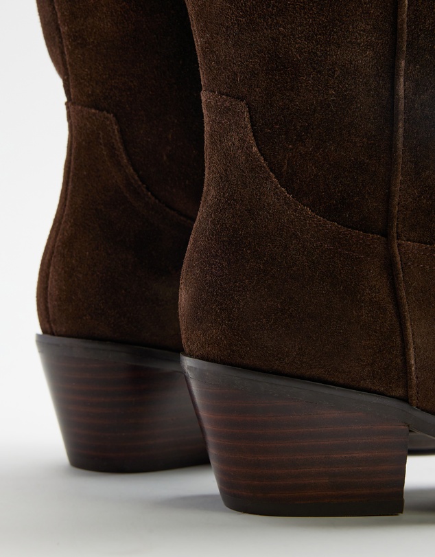 AERE - Rozalia Suede Cowboy Ankle Boots