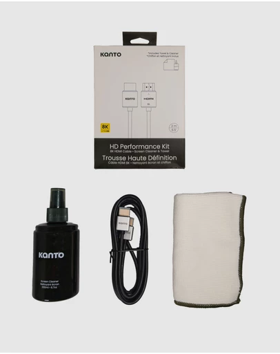 iWorld - Kanto HD Performance Kit - Screen Cleaner, Microfibre Towel, 8K HDMI Cable, 2mtr