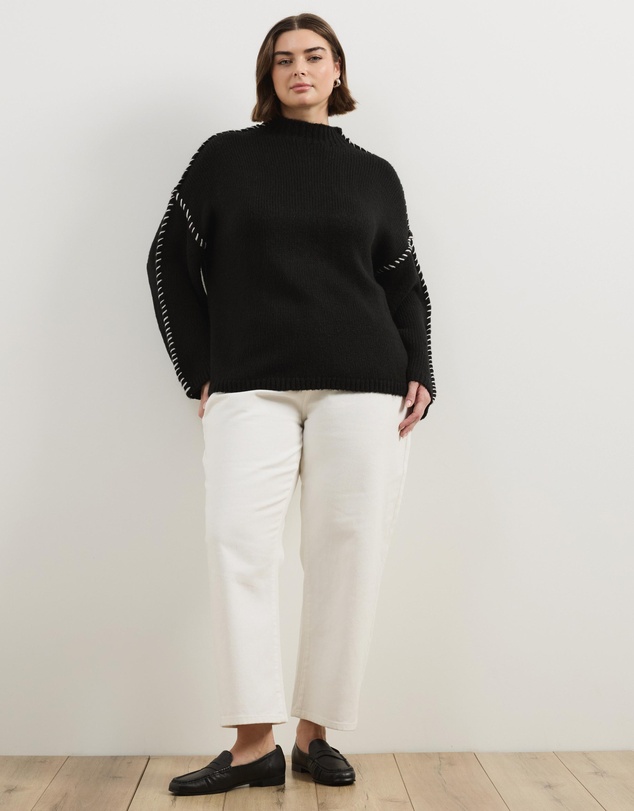 Atmos&Here Curvy - Arna Blanket Stitch Jumper