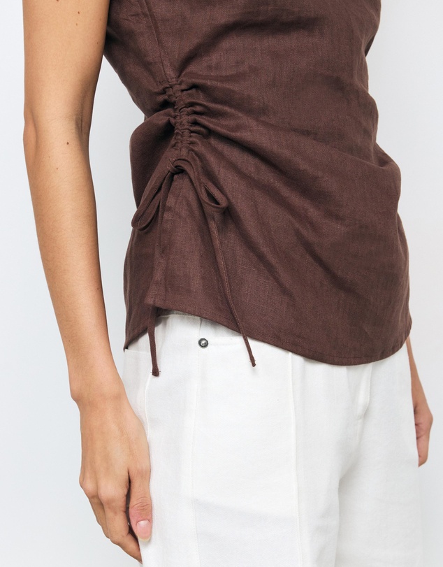 AERE - Zoe Linen Side Tie Top