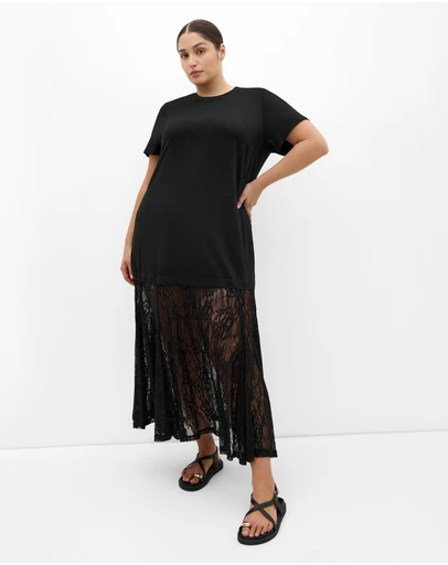 City Chic - Aura Lace Hem Dress