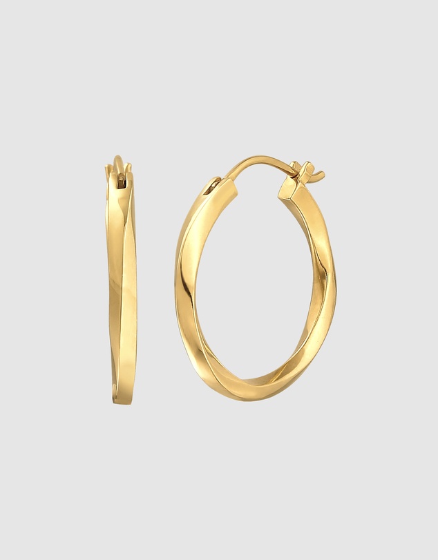 Elli Jewelry - Twisted Hoop Earrings in Gold-Plated 925 Silver
