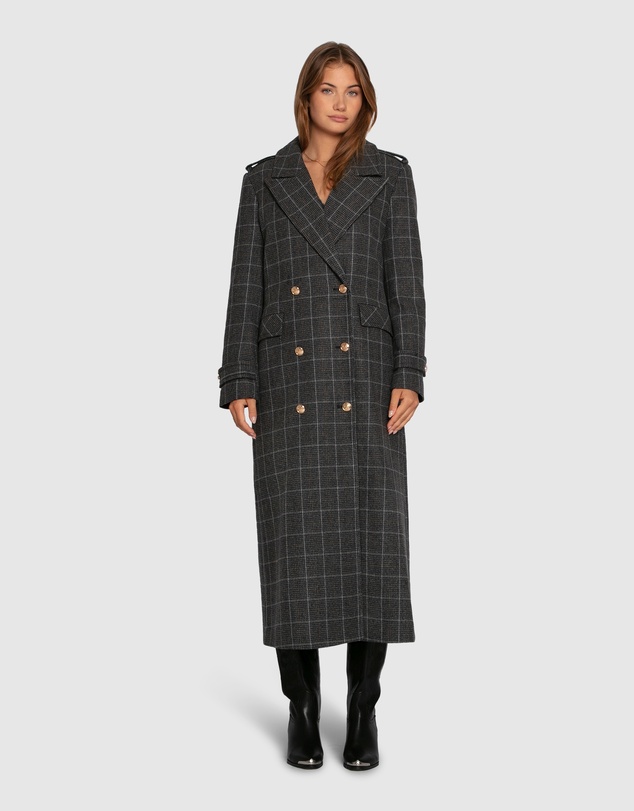 Belle & Bloom - Command Wool Blend Double Breast Maxi Coat