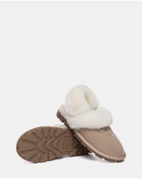 EVERAU - Australian Shepherd Ugg Waffle Fluffy Double Faced Sheepskin Upper House Shoes