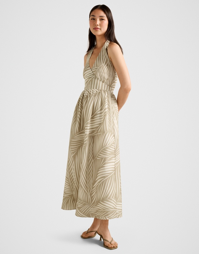 Forever New - Lilian Wrap Linen Halter Neck Midi Dress