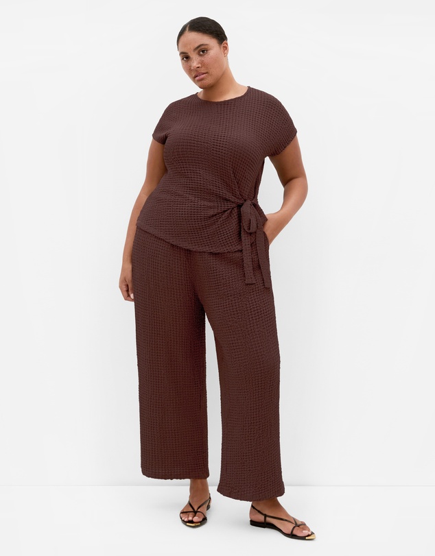 City Chic - Plus Size Zoie Side Tie Top - chocolate