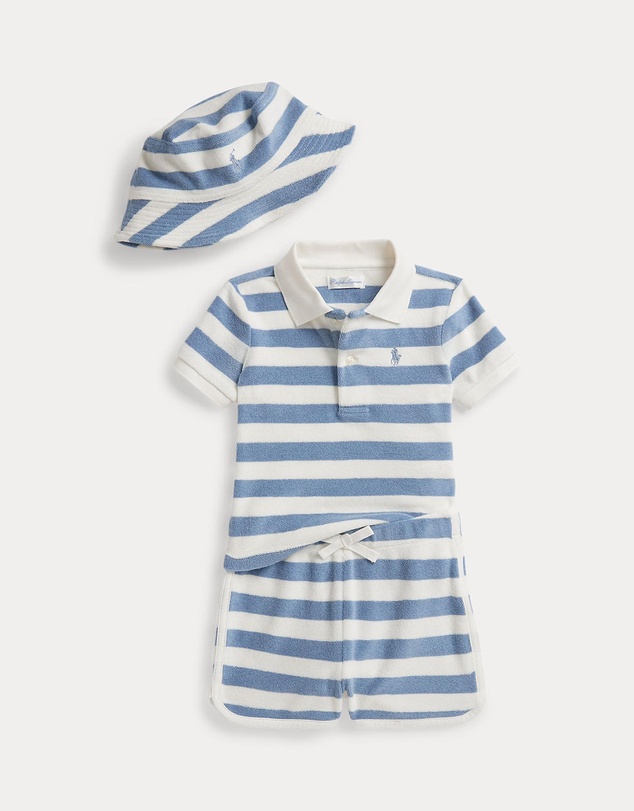 Polo Ralph Lauren - Striped Terry Polo Shirt, Shorts & Hat - Babies