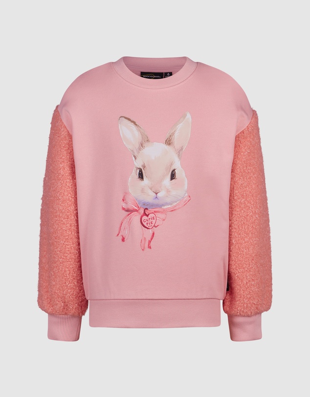 Rock Your Kid - Hunny Bunny Fuzzy Sweatshirt in Peach