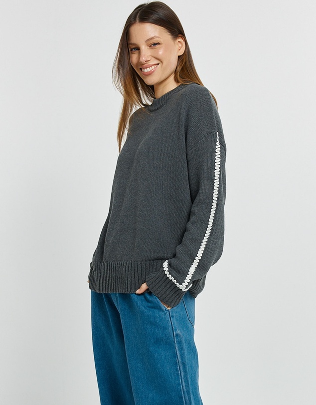 Betty Basics - Contrast Stitch Sweater