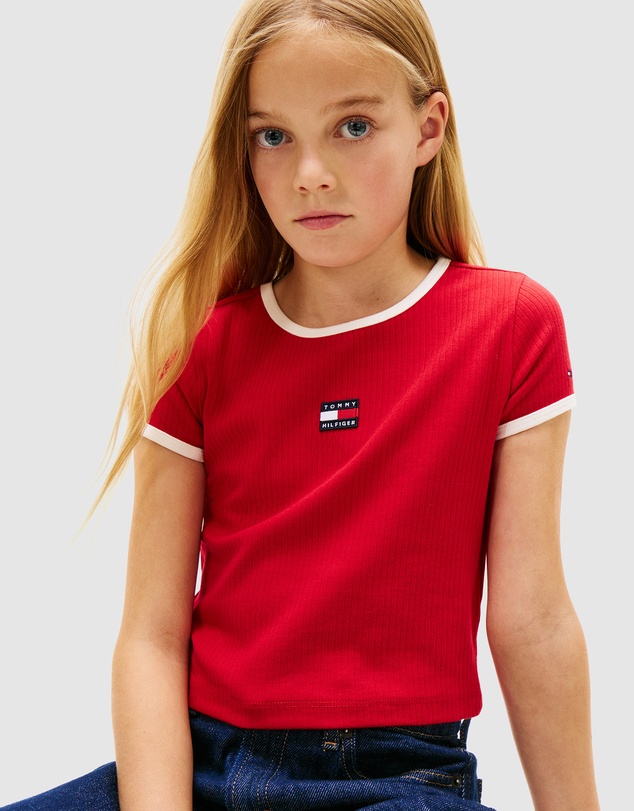 Tommy Hilfiger - Heritage Flag Ribbed Extra Slim T-Shirt - Kids