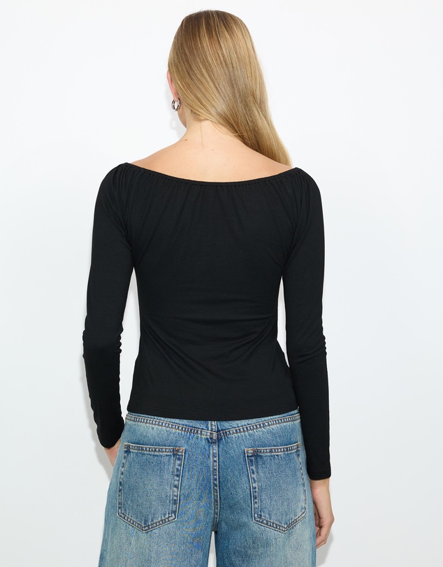 Dazie - Maia Keyhole Long Sleeve Jersey Top