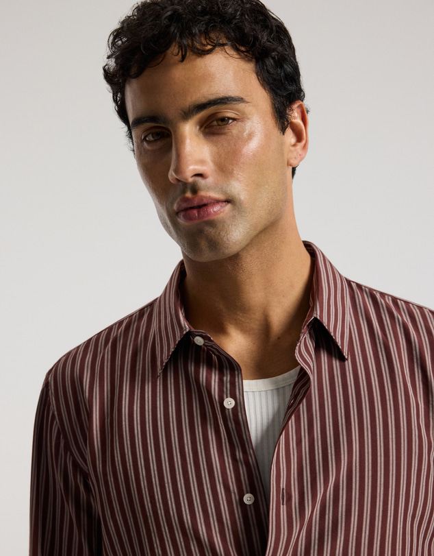 Calibre - Tailored Shadow Stripe Shirt Bourbon