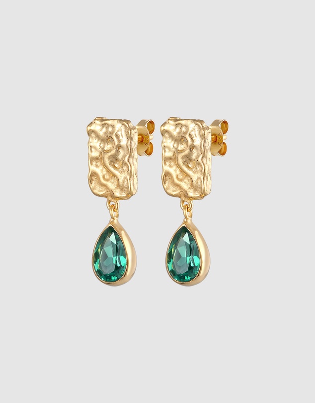 Elli Jewelry - Quartz Teardrop Stud Earrings in Gold-Plated 925 Silver
