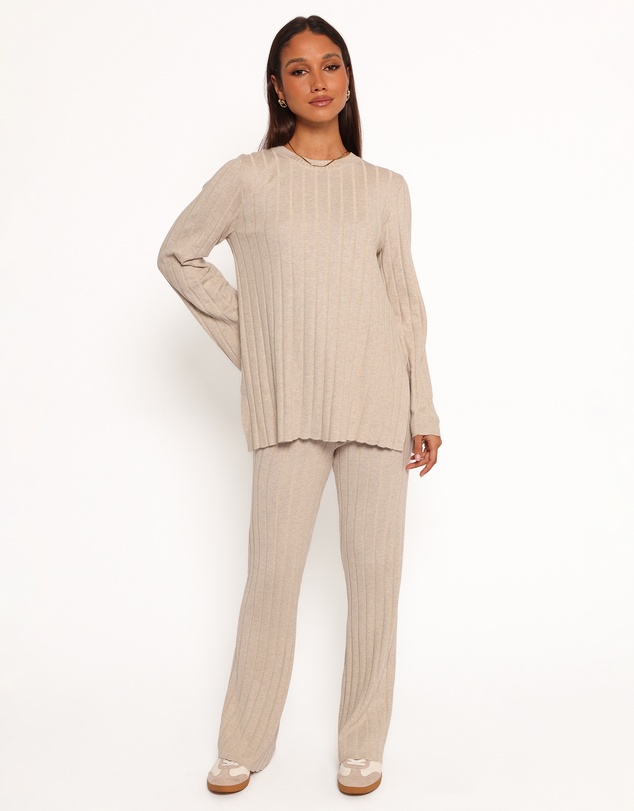 Petal & Pup - Silvie Long Sleeve Knitted Set - Oatmeal