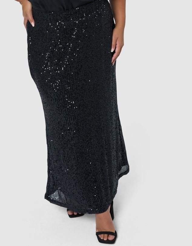 Pink Dusk by Curve Project - Seducer Sequin Maxi Skirt