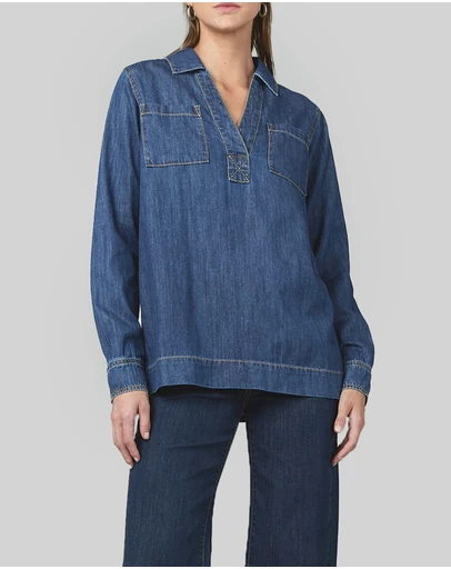 DRICOPER DENIM - Ash Denim Pop Over Shirt