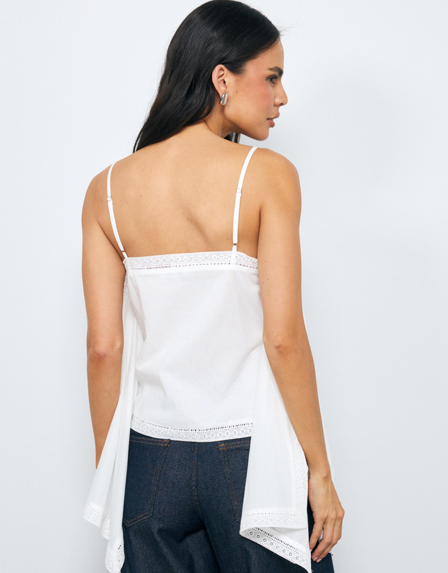 AERE - Piper Cotton Trim Detail Scarf Top