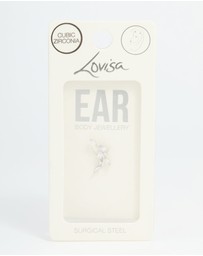 Lovisa - Stainless Steel Cubic Zirconia Curved Vine Single Flat Back Stud
