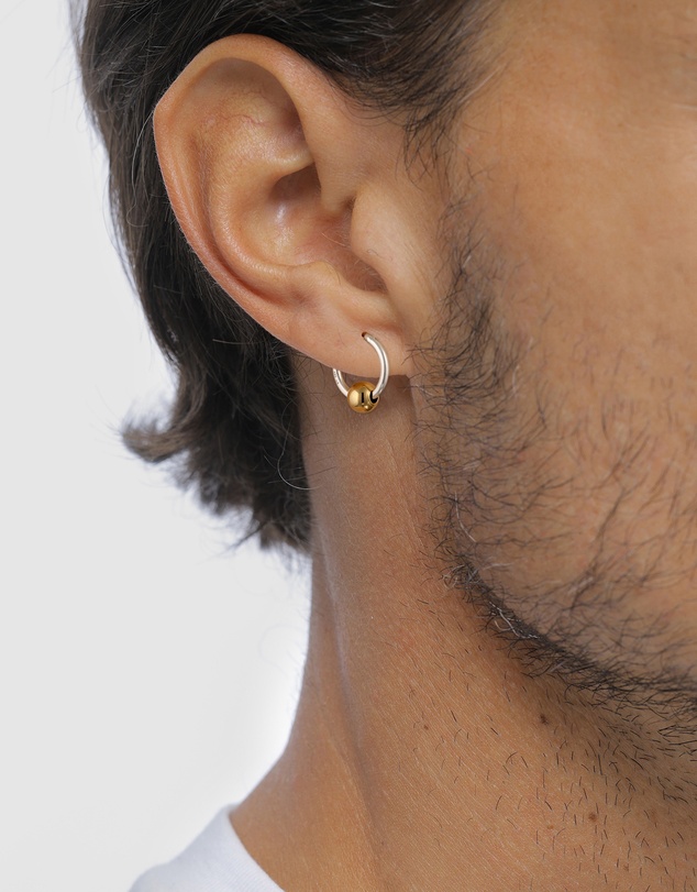 Kuzzoi - ICONIC EXCLUSIVE - Bi-Color Hoop Earrings with Ball Charm in 925 Sterling Silver