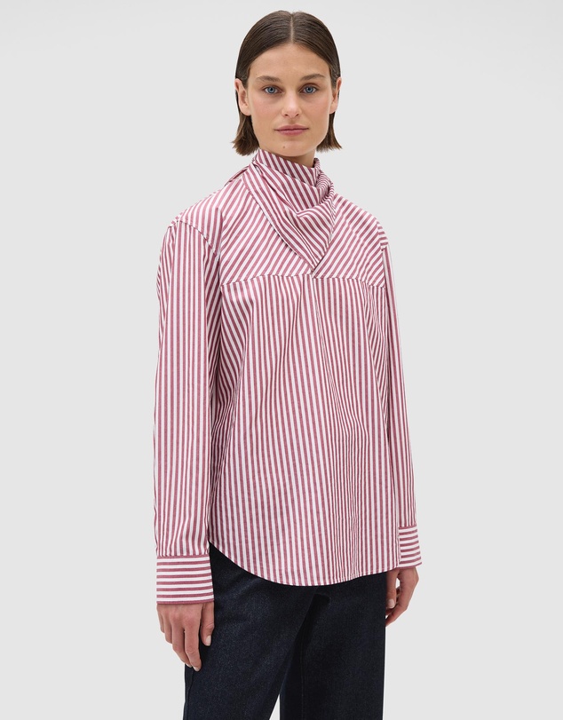 Oroton - Scarf Tie Stripe Shirt