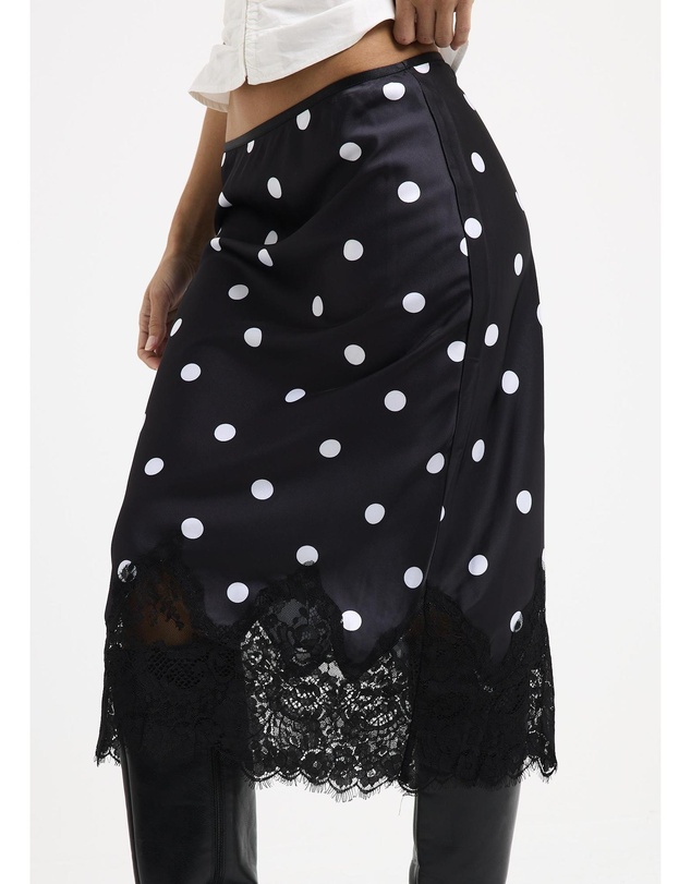 Alice In The Eve - Diana Spot Lace Trim Midi Skirt