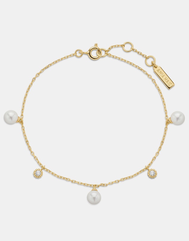 Ania Haie - Ania Haie Gold Shell Pearl & Sparkle Drop Station Bracelet