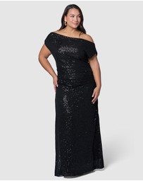 Pink Dusk by Curve Project - Platinum Nights Sequin Maxi Dress