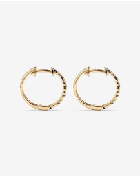 Michael Hill - 0.22 Carat TW Diamond and Created Sapphire Huggie Hoop Earrings in 10kt Yellow Gold