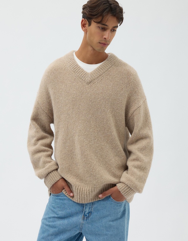 AERE - Wool Blend Slouched V-Neck Jumper