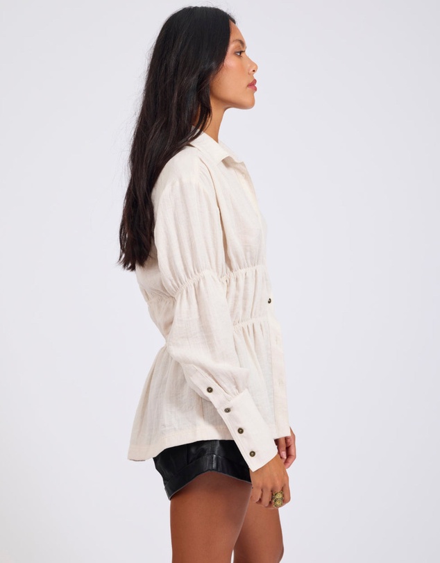 ONE TEASPOON - Harper Ruched Longsleeve Shirt - Cream