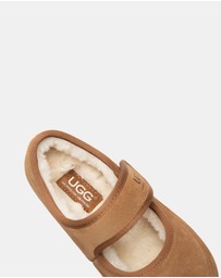 EVERAU - Australian Shepherd Ugg Millie Kids Cow Suede Upper Loafer Oxfords Flats