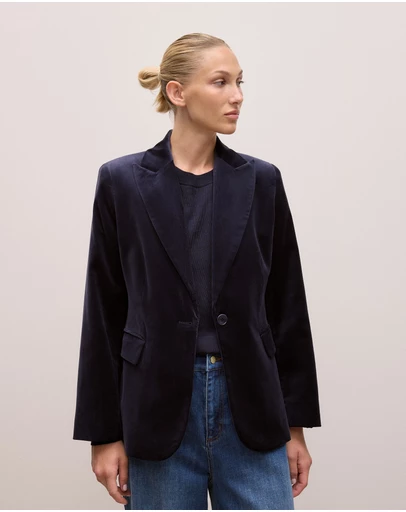 Trenery - Velvet Blazer in Night Sky