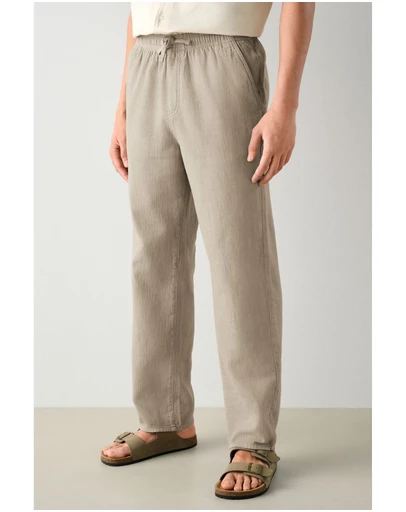 NEXT - Textured Elasticated Waist 100% Cotton Trousers