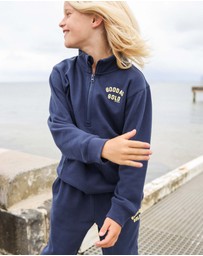 Skwosh - Good As Gold Kids Half Zip Sweat in Navy