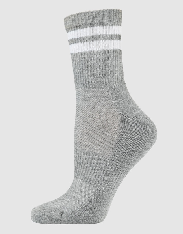 Pussyfoot - 6 Pack Unisex Striped Sport Quarter Crew Socks Bamboo Blend & Arch Support