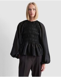 & Other Stories - Balloon-Sleeve Smocked Blouse