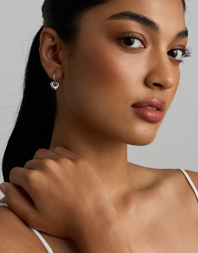 Michael Hill - Heart Charm Sleeper Earrings in Sterling Silver