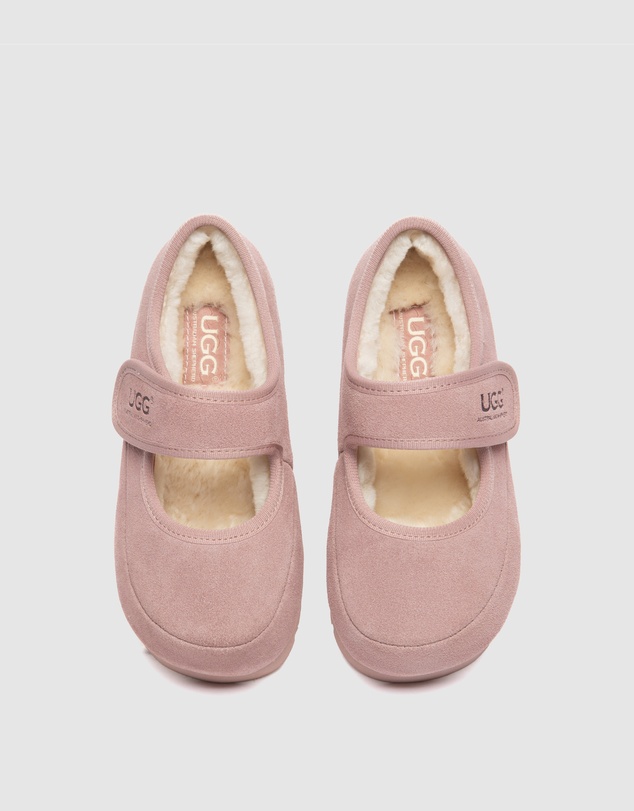 EVERAU - Australian Shepherd Ugg Millie Kids Cow Suede Upper Loafer Oxfords Flats