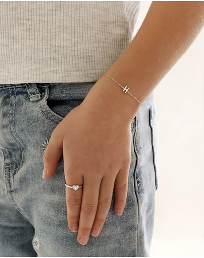 The Silver Collective - Children's A-Z Letter Bracelet - H