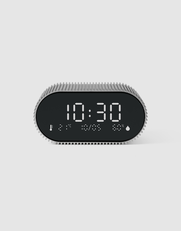 Lexon - Lexon Ray Clock Lcd Alarm Clock With Temperature / Humidity Display - Alu Polish