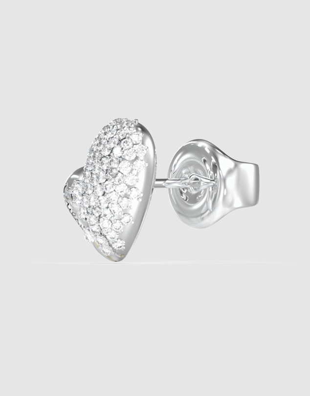GUESS - GUESS Ladies Silver-Tone 8mm Heart Crystals Studs