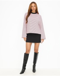 Dazie - Nostalgia Stripe Oversized LS Tee