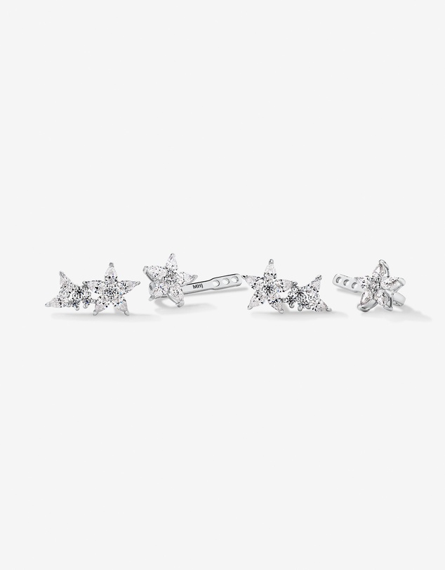 Michael Hill - Floral Detachable Stud Earrings with Cubic Zirconia in Sterling Silver