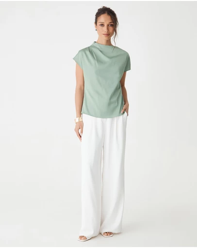 Forcast - Zafina Pleated Draped Top