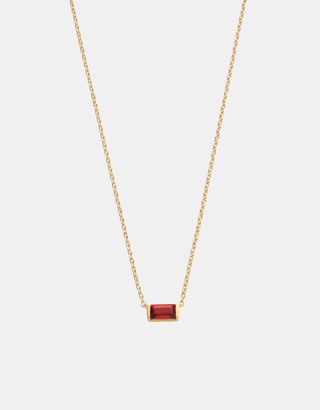 Kirstin Ash - Baguette Birthstone Necklace January Garnet