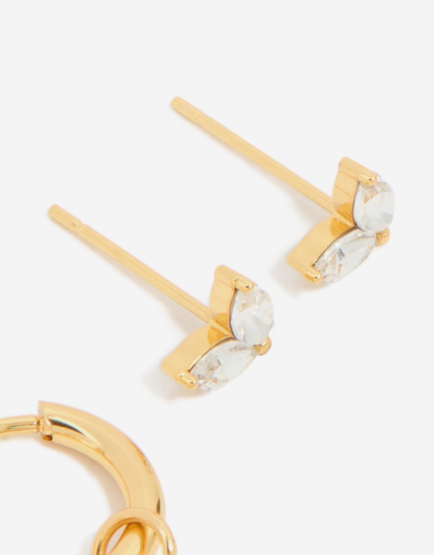 Lovisa - Waterproof Gold Plated Stainless Steel Diamante Chain Earrings 2- Pack