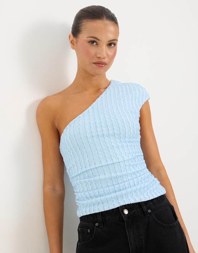 Calli - Raya Textured Jersey One Shoulder Top