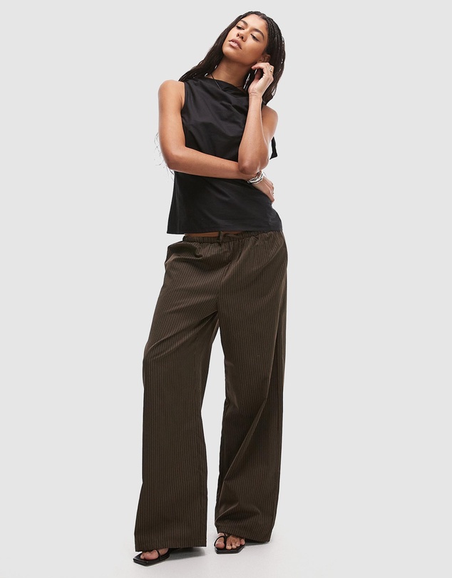 TOPSHOP - Poplin Ruched-Shoulder Sleeveless Top