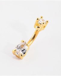 Lovisa - Gold Plated Titanium Pear Diamante Small Belly Bar